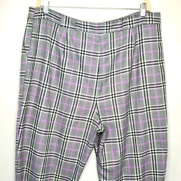 ASOS DESIGN Smart Tapered Pants Size 16 Purple Pow Check Viscose Blend Preppy - Picture 5 of 15